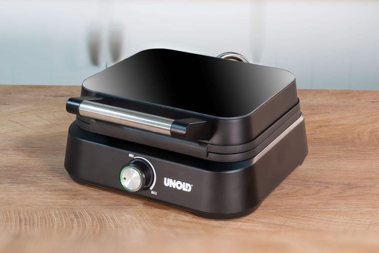 Unold Belgisches Waffeleisen Brüssel 48275 – 2 Waffeln, rechteckig, 1500 W, teflonbeschichtet – schwarz