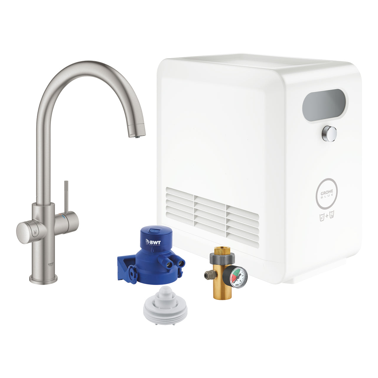 GROHE Blue Professional C Auslauf-Set – Messing, 270 W, Silber
