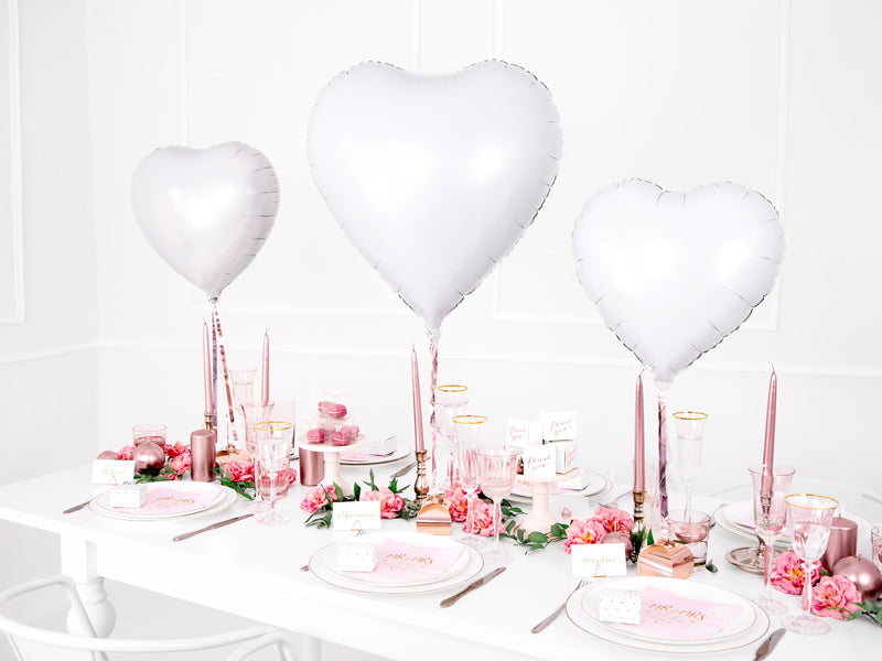 PartyDeco Folienballon Herz – Weiss – Ø 45 cm – Folie – 1 Stk