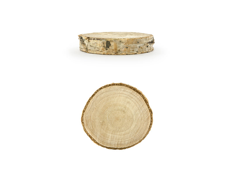 PartyDeco Tischkarten Holzscheibe Hochzeit – Braun – Ø 4,5–6,5 cm – Holz (Weide) – 6 Stk