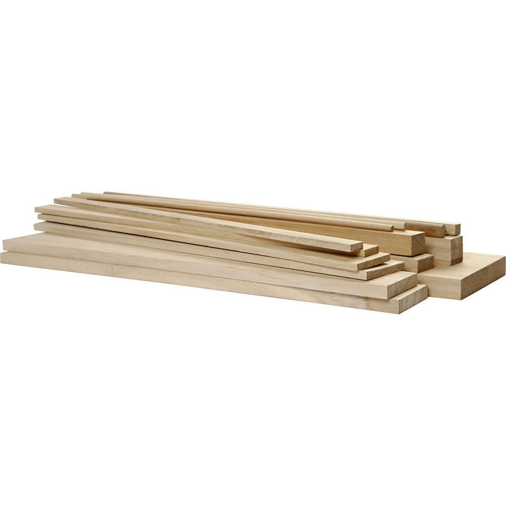 Creativ Company Holzrohlinge, Paulownia, Rechteckig, 1,5–10,5 cm × 1,5 cm × 37 cm, 194 Stk.