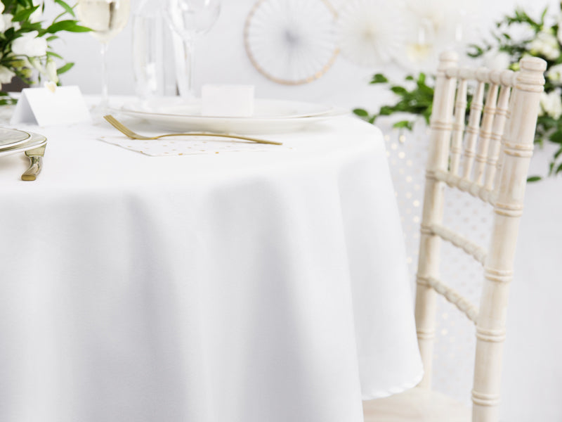 PartyDeco Tischdecke – Ø 300 cm, rund, Textil, Weiss