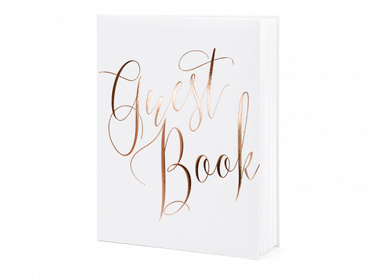 PartyDeco Gästebuch – 22 Seiten – 200 × 245 mm – Hardcover, weiss/gold