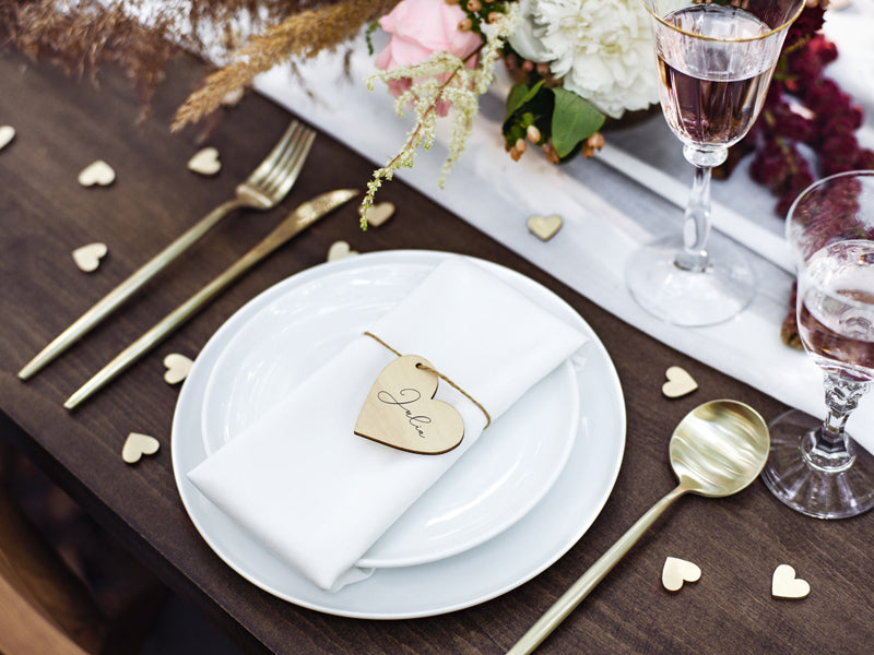 PartyDeco Streudeko Herz Hochzeit – Braun – 2 × 2 cm – Holz – 50 Stk