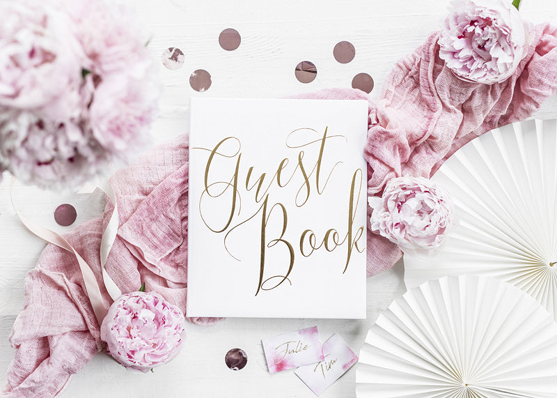 PartyDeco Gästebuch – 22 Seiten – 200 × 245 mm, weiss, gold