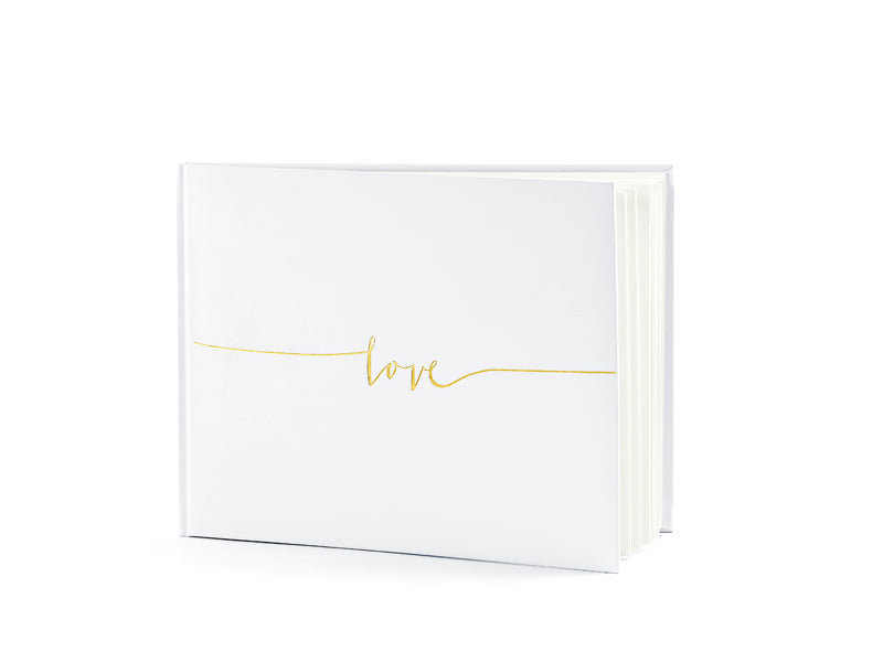 PartyDeco Gästebuch – 22 Seiten – 240 × 185 mm – Hardcover, gold, weiss