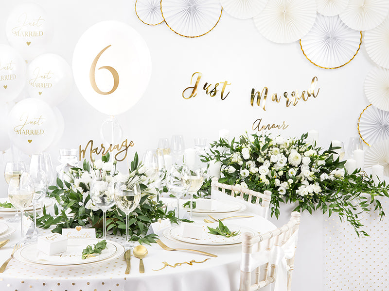 PartyDeco Tischkarten Herz – Weiss – 10 × 5 cm – Papier – 10 Stk