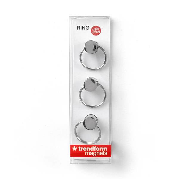 Trendform Magnetischer Schlüsselhalter RING MM2026 – superstarker Magnet, Silber, Ø 25 mm, 3er-Set