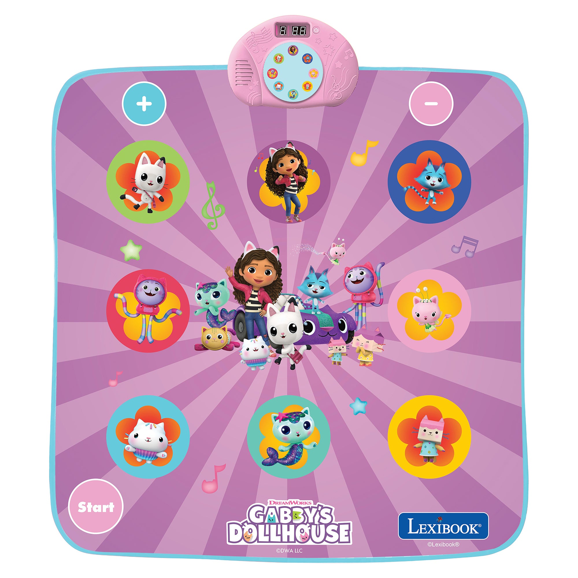 Lexibook Gabby Tanzteppich – 6 Spielmodi – 86,0 × 89,0 cm – 3 × AA (nicht inkl.) – ab 3 J. – mehrfarbig