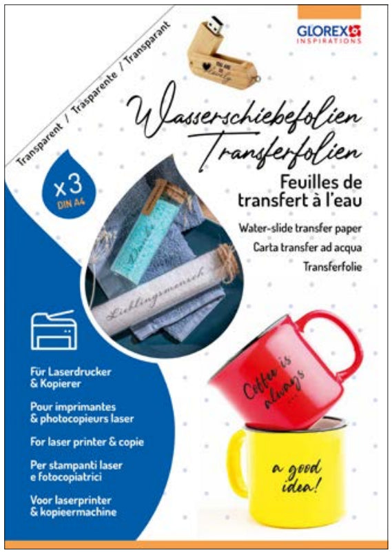 GLOREX Transferfolie (Dekor) – A4, Laser & Kopierer, 3 Blatt