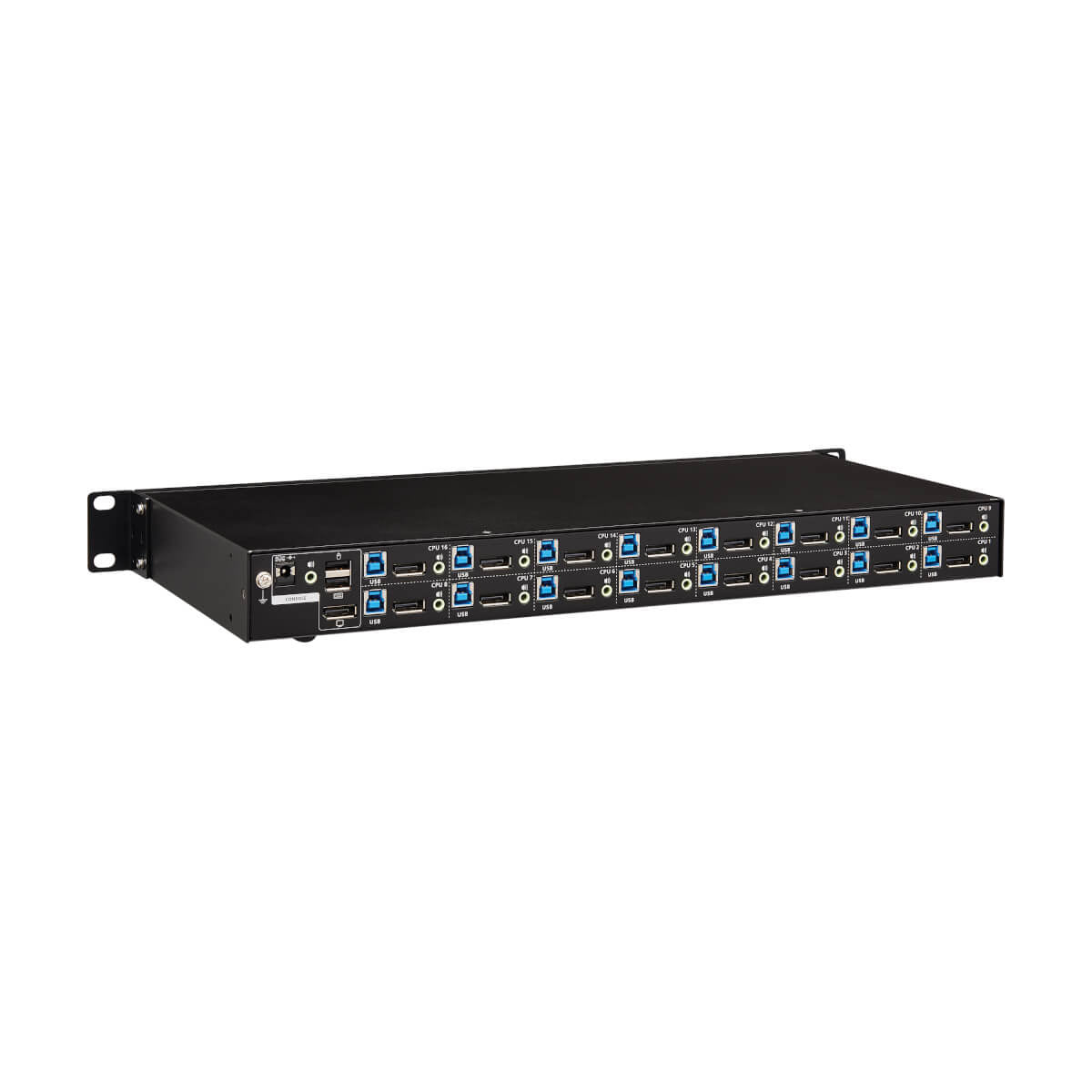 Tripp Lite B024-DPU16 – 16-Port DP KVM-Switch – 4K/60 Hz, USB 3.0-Hub, Audio, 1U Rack