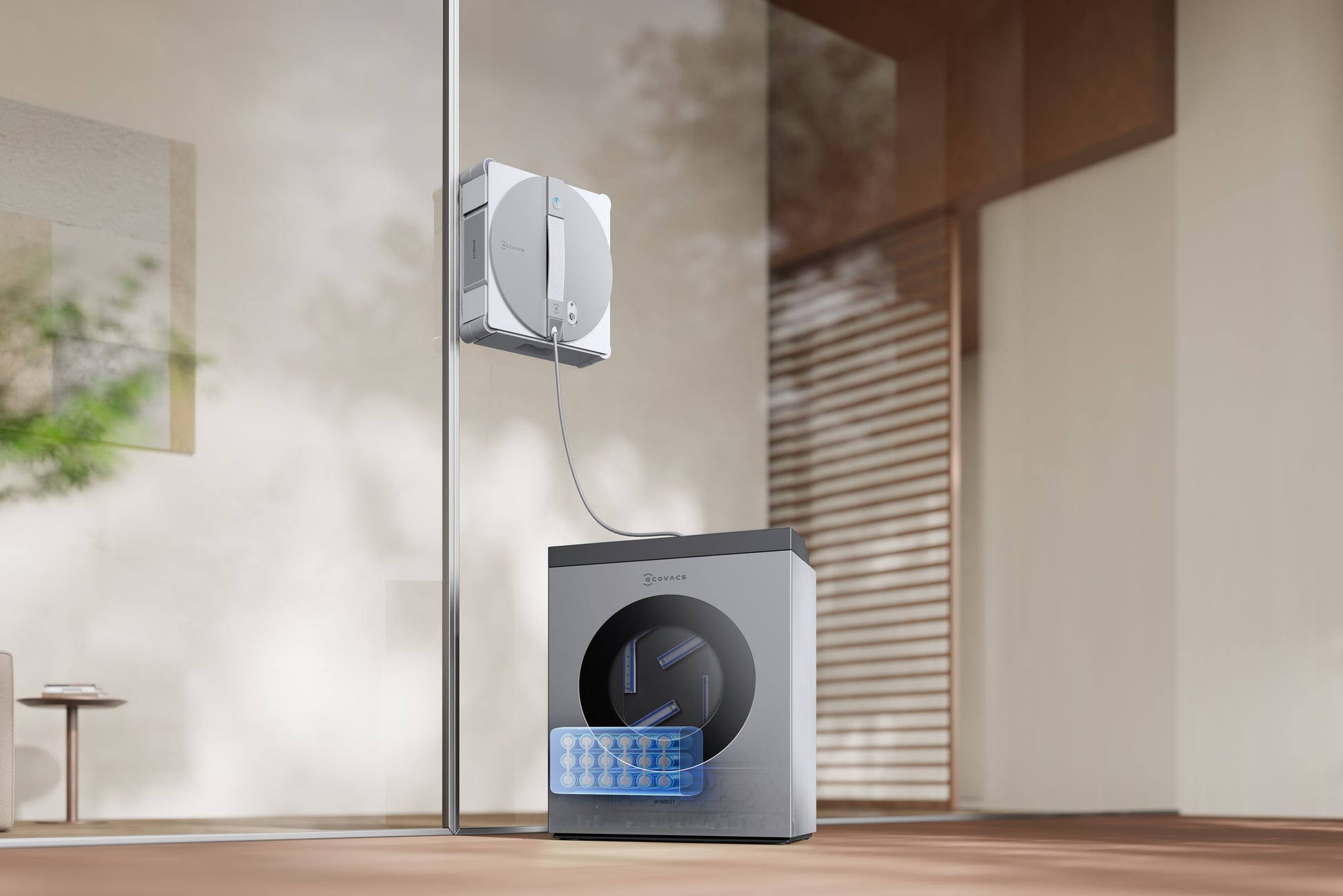 Ecovacs Reinigungsgerät WINBOT W3 OMNI – 110 min Betriebsdauer – Silber, Weiss – 27,0 × 27,0 × 7,6 cm
