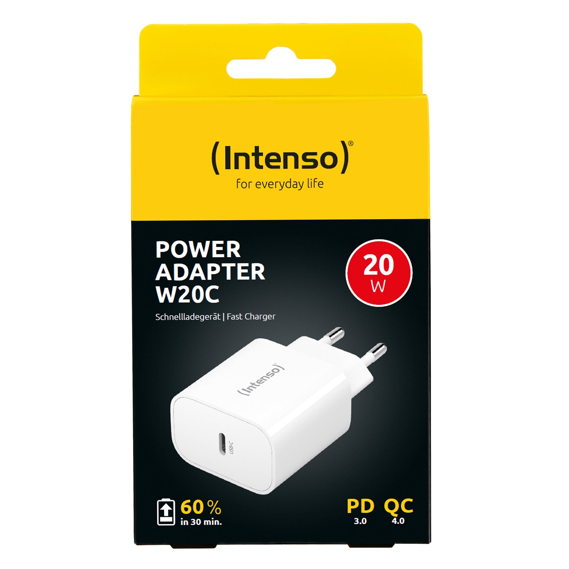 Intenso W20C USB-Ladegerät 20 W – USB-C×1 – PD – EU-Stecker (Typ C) – für Smartphones und Tablets