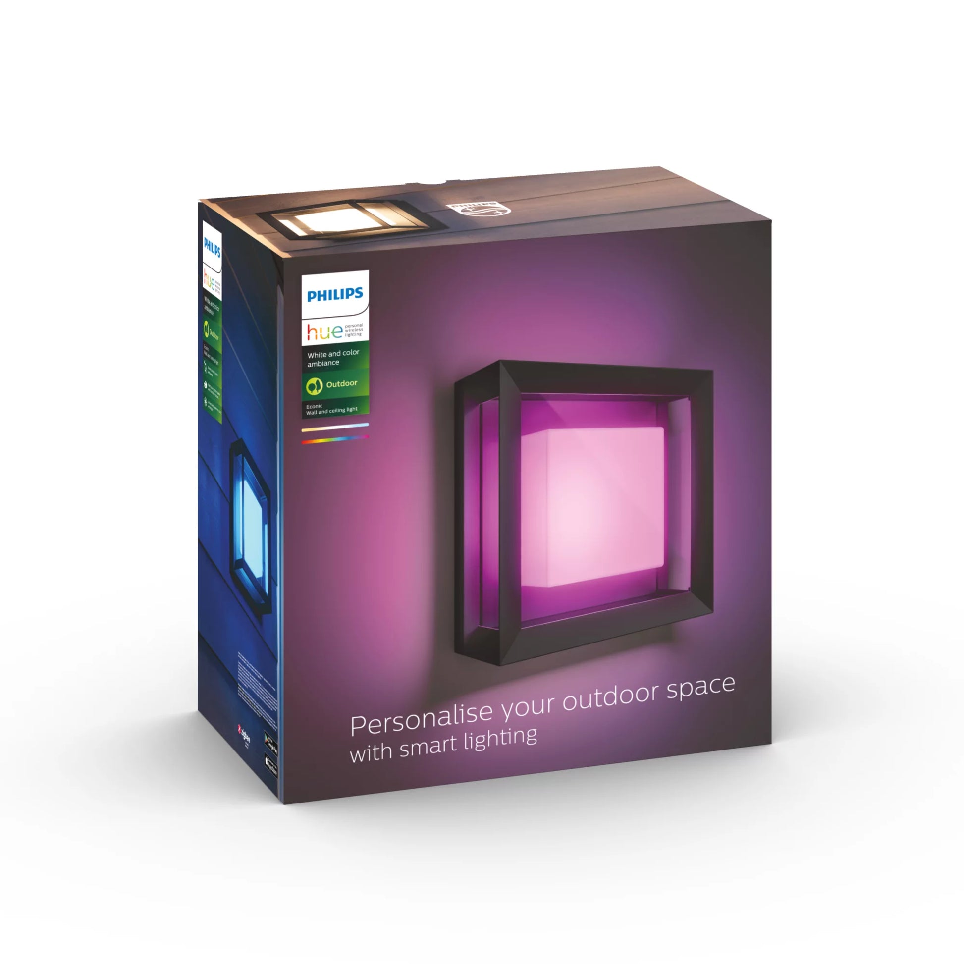 Philips by Signify Philips Hue Aussenwandleuchte – 26×26 cm – 1150 lm, 15 W – Warmweiss, 2000–6500 K – IP44 – Netzbetrieb