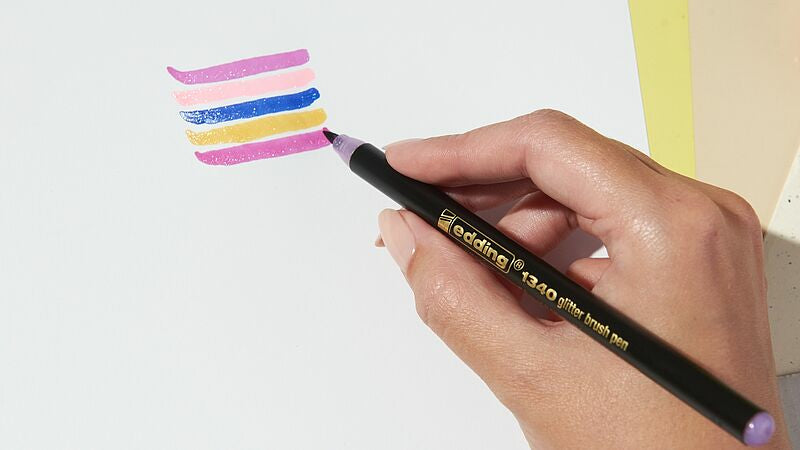 Edding 1340 Brushpen Glitzer – Pinselspitze, 1–6 mm, wasserbasiert, 10 Farben