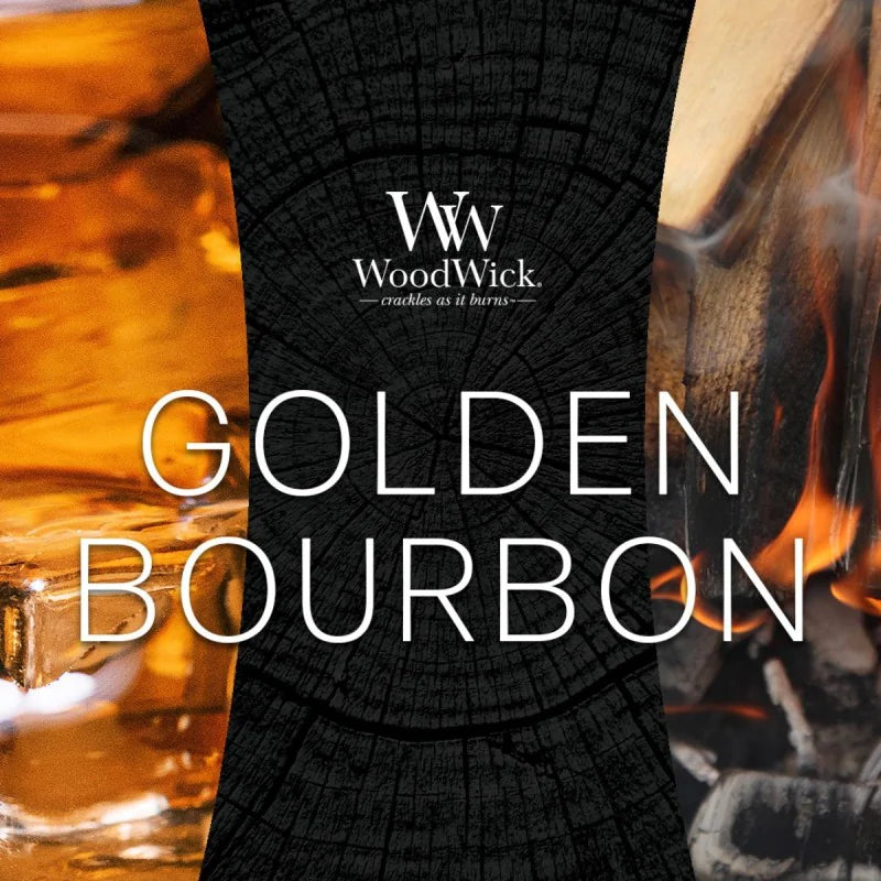 WoodWick Duftkerze – Golden Bourbon – Ø 10 × 17,5 cm – 110–120 h