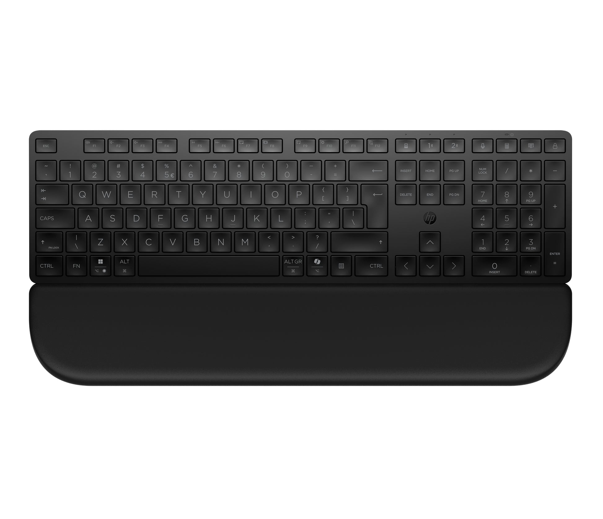 HP 585K – Tastatur – Bluetooth & 2,4 GHz (USB-A Empfänger) – Silent – mit Handballenauflage – Schwarz