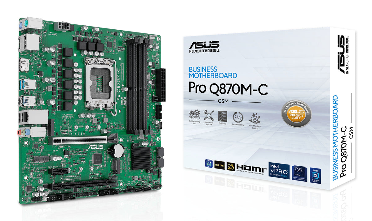 ASUS PRO Q870M-C-CSM – Mainboard – LGA 1851, Intel Q870, mATX, DDR5, 4×DIMM, 256 GB