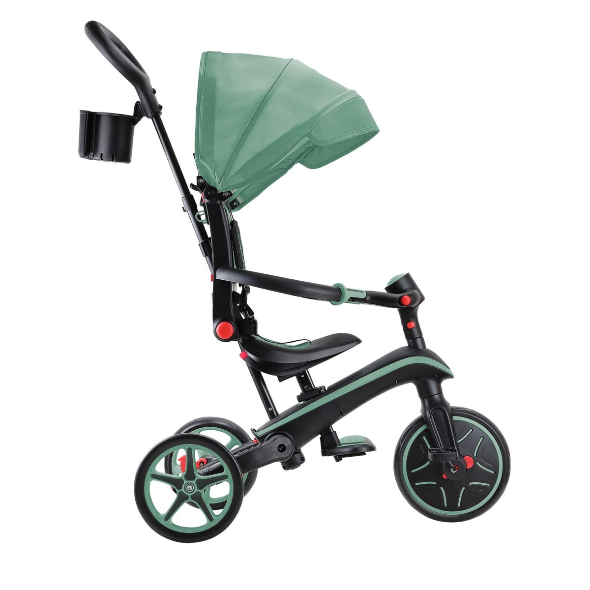 Globber Trike Explorer 4-in-1 Aufsitzlaufrad – Push & Pedal, verstellbarer Sitz, faltbar – 15 kg – Olivgrün