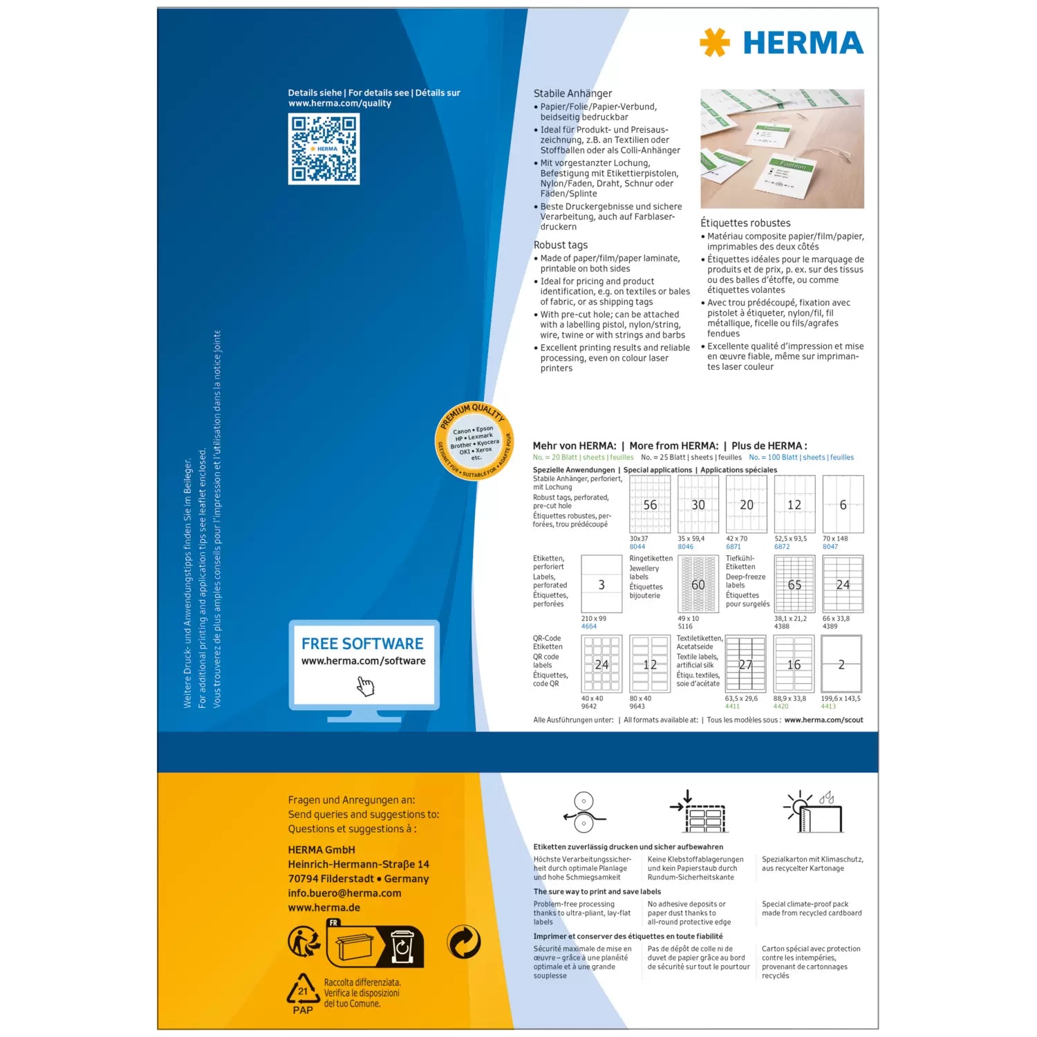 HERMA Schmucketiketten – Papier, 100 Blätter, 35×59,4 mm