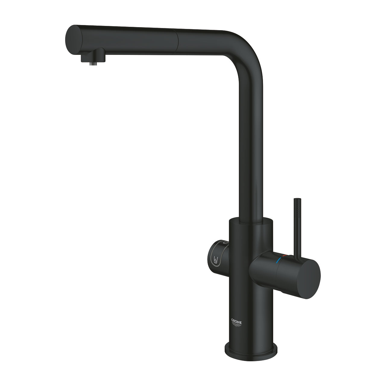GROHE Einhebelmischer Blue Home – Messing, 180 W, Schwarz, 360°-Sockel