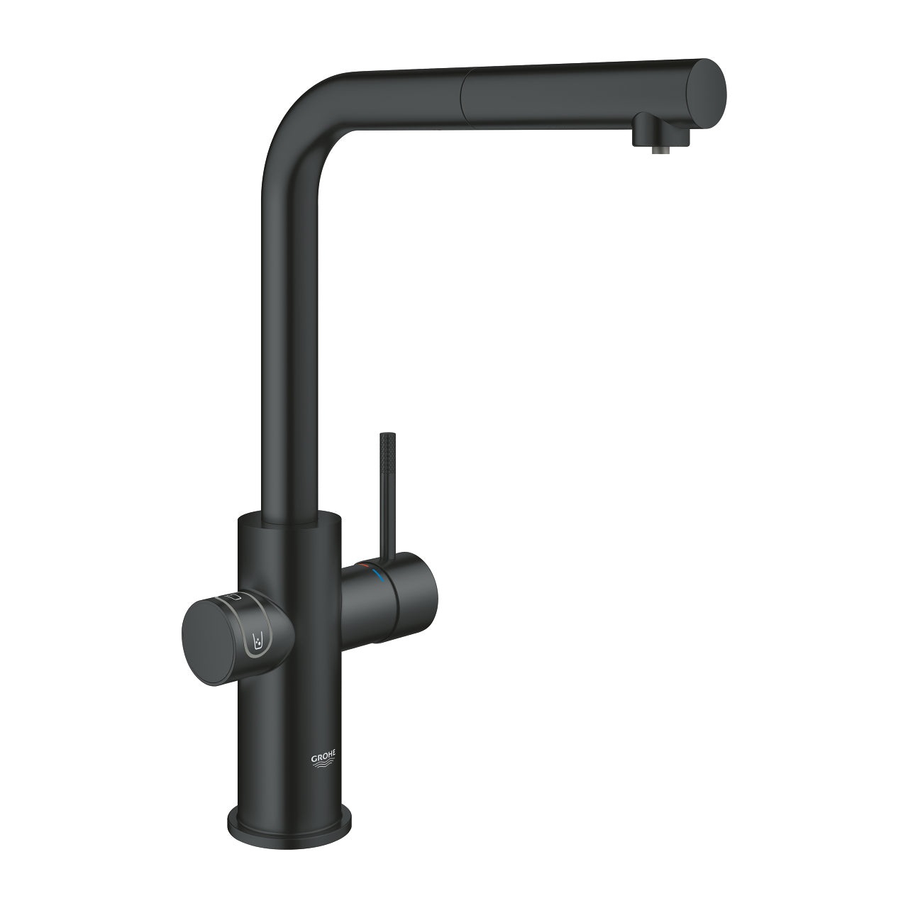 GROHE Einhebelmischer Blue Home – Messing, 180 W, Schwarz, 360°-Sockel