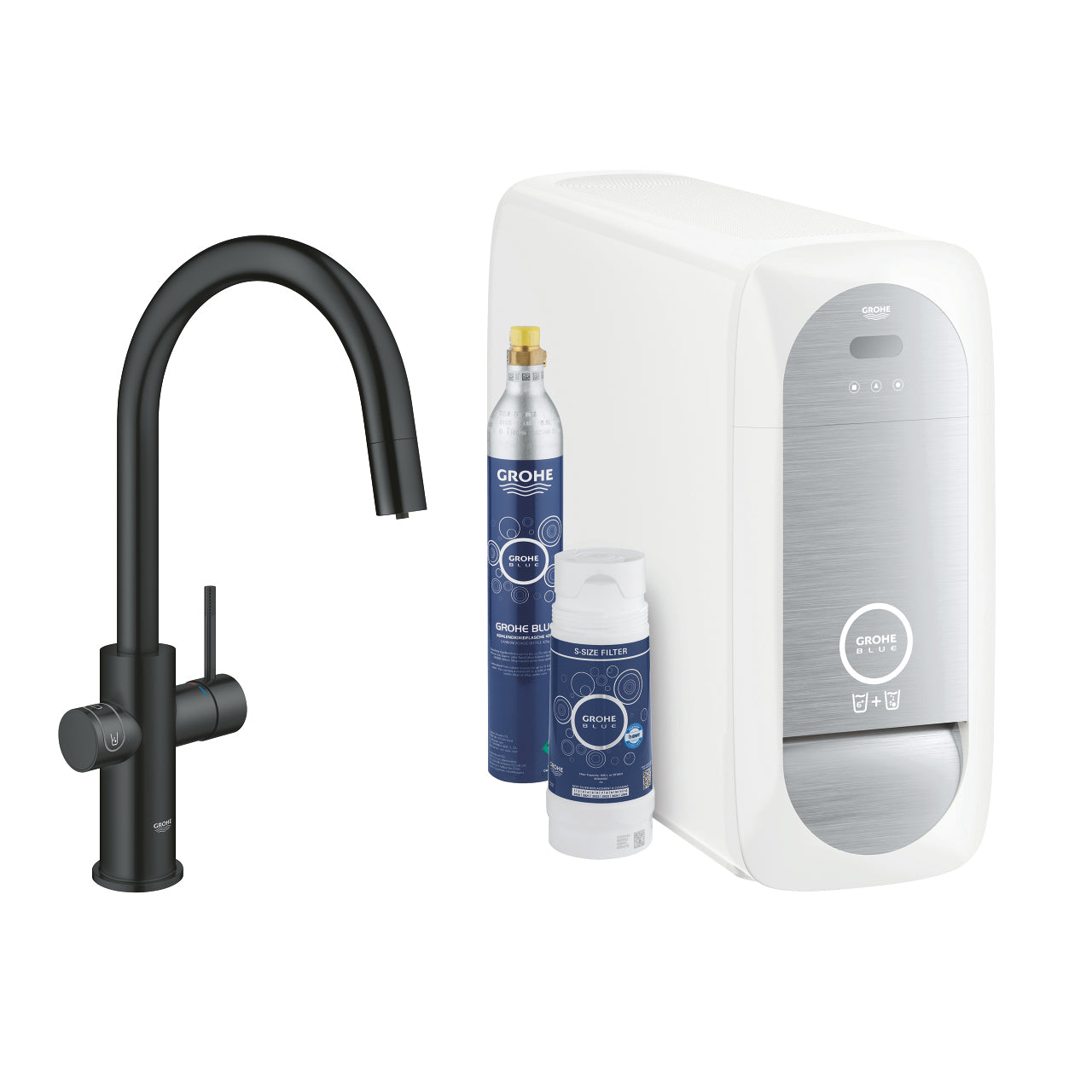GROHE Wasserbar Blue Home – Messing, 180 W, Schwarz, 360° schwenkbar, Wasserfilter