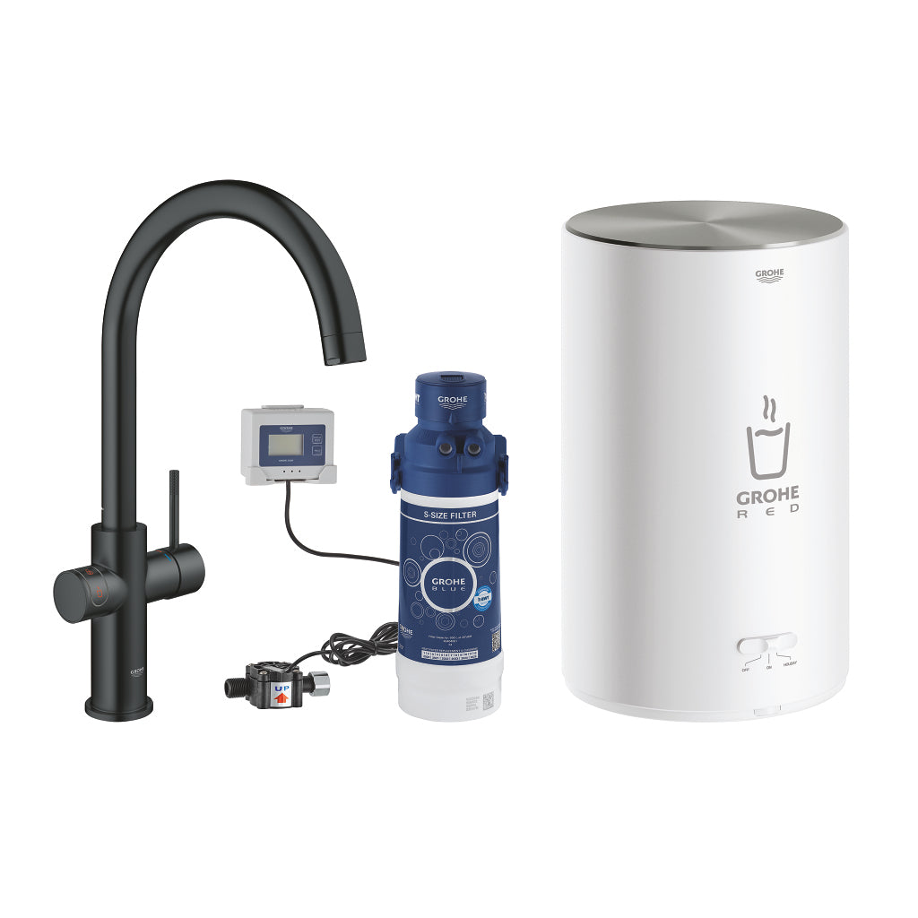 GROHE Boiler Red II C-Auslauf M – Messing, 2100 W, Schwarz