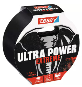 TESA Gewebeband/Gaffa – 50 mm × 10 m, schwarz, wetterfest, UV-beständig, für Metall, PVC, 1 Stück