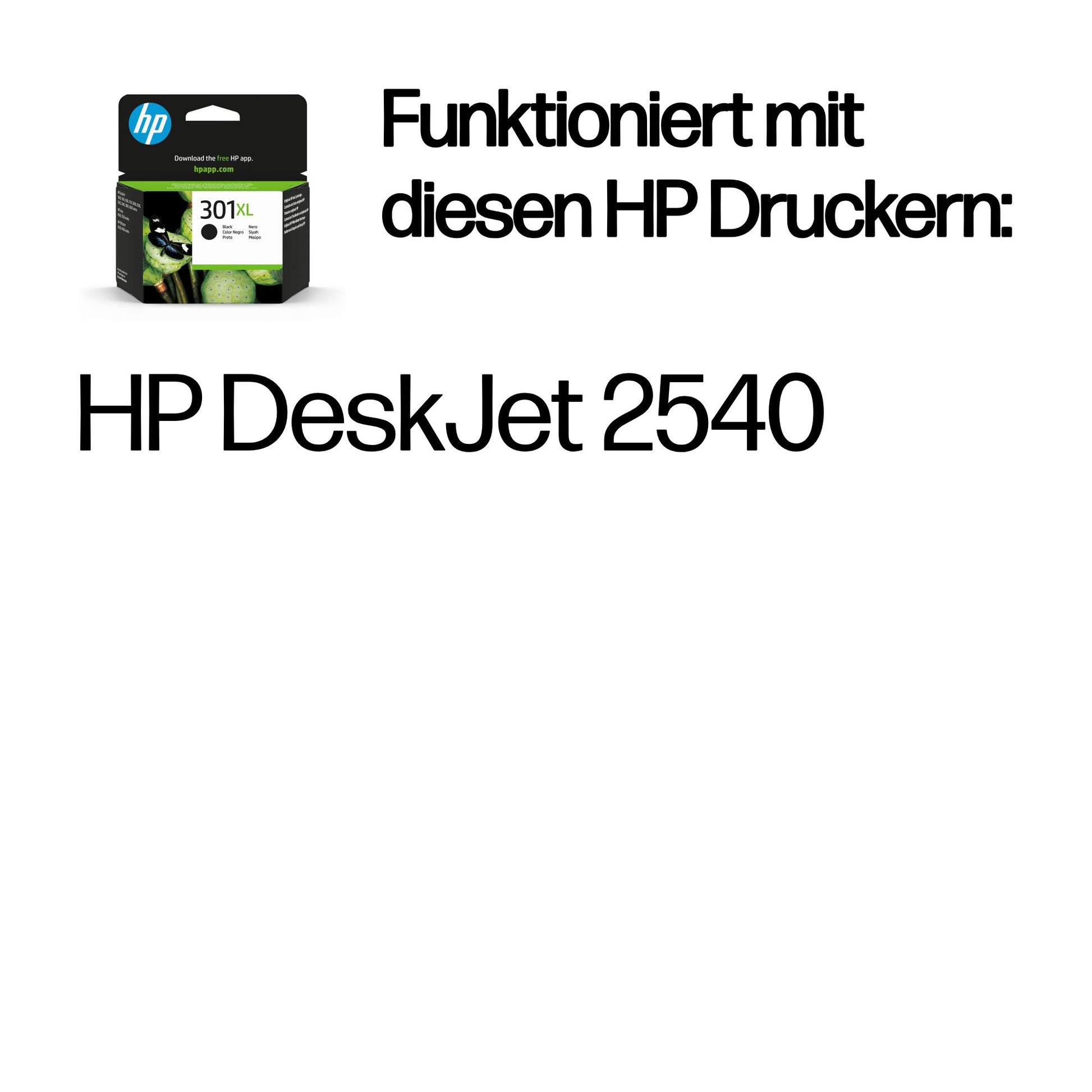 HP 301XL Schwarz Tintenpatrone (Original) – 360 Seiten – für HP DeskJet 2540