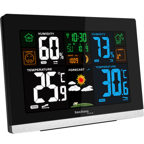 Technoline WS6462 – Wetterstation, innen/aussen, Hygrometer & Barometer, Taupunkt-Anzeige – schwarz