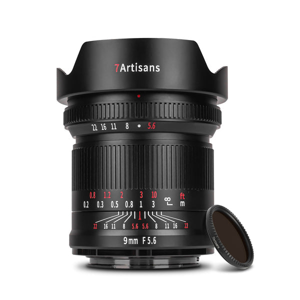 7Artisans 9F56B-R Fisheye-Objektiv – 9 mm f/5.6, Vollformat, manuell – für Canon RF – Schwarz