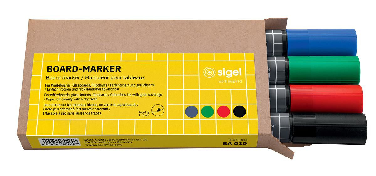 Sigel Non-Permanent-Marker BA010 – sortiert – 4er-Set