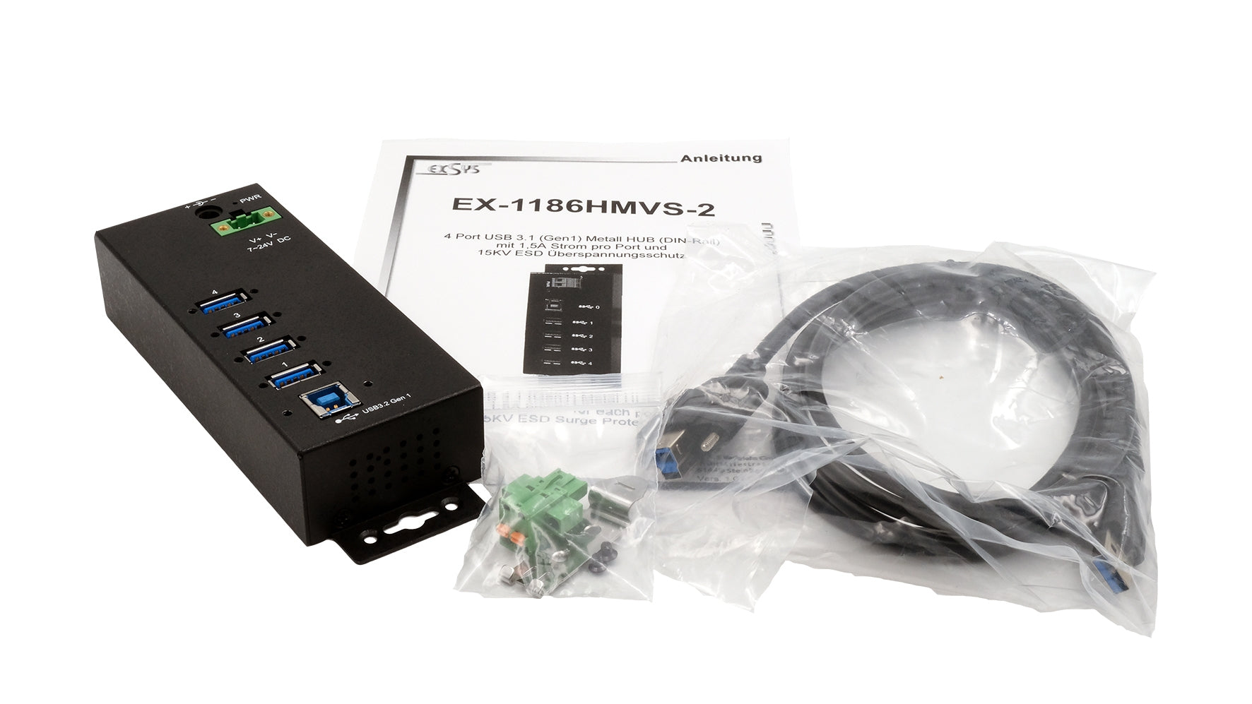 EXSYS EX-1186HMVS-2 USB-Hub – USB-B, 4× USB-A