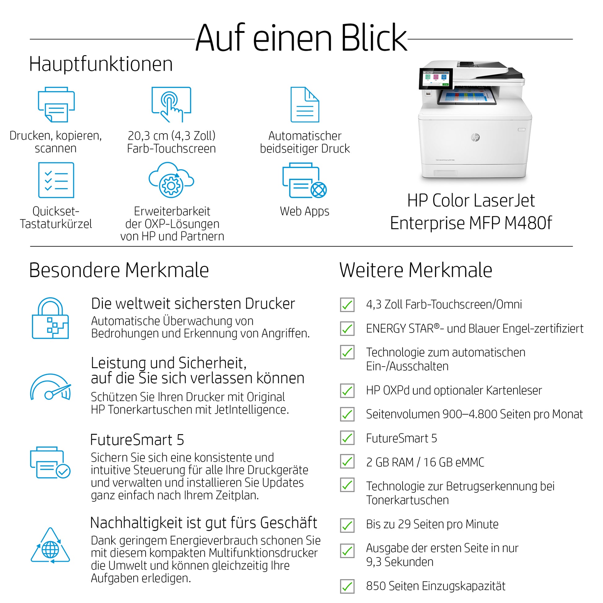 HP LASERJET ENT M480F – Farbiger Laser-MFP, 4-in-1