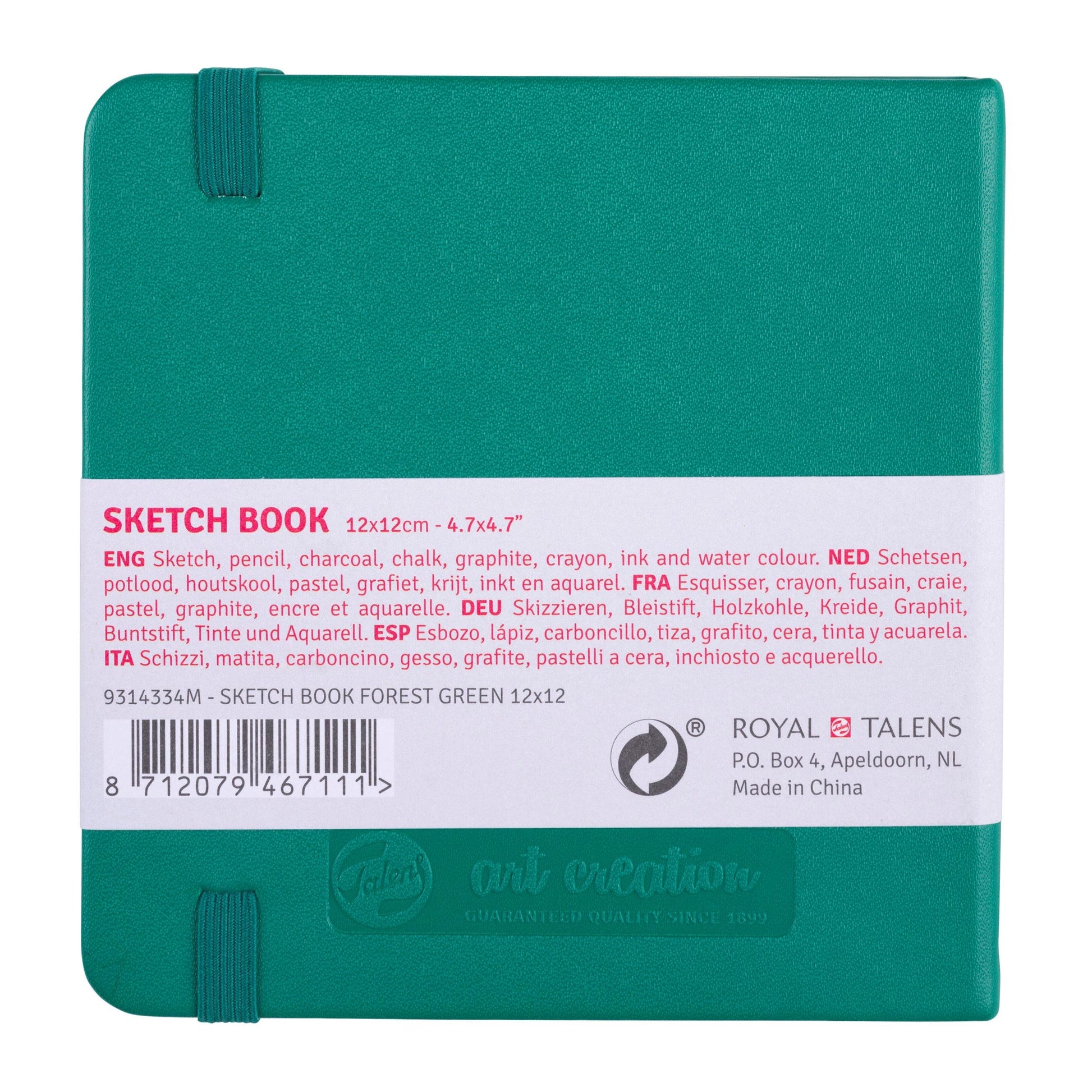 Talens Skizzenbuch – 140 g/m² – Hardcover mit Gummiband – 80 Blatt – cremefarbenes Papier – Waldgrün