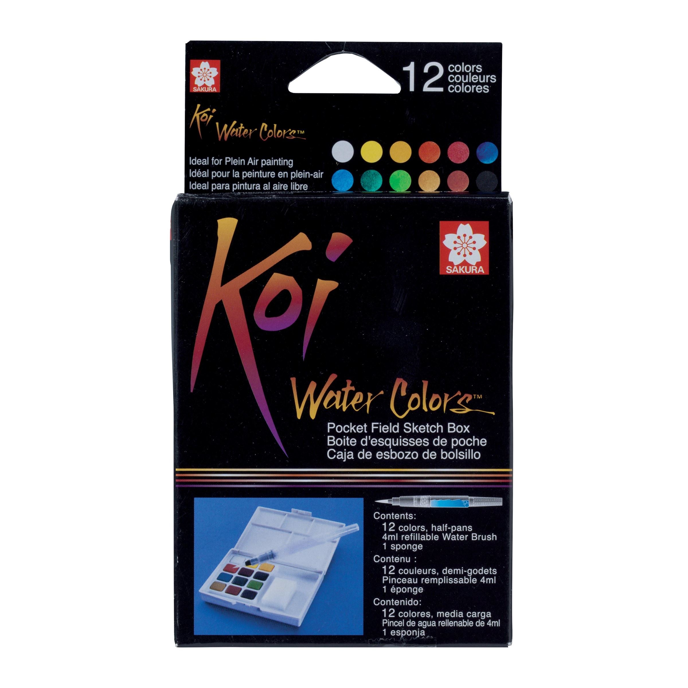 Sakura Koi Aquarellfarbe – Mehrfarbig – 12 Farben, Palette, mit Pinsel – für Papier