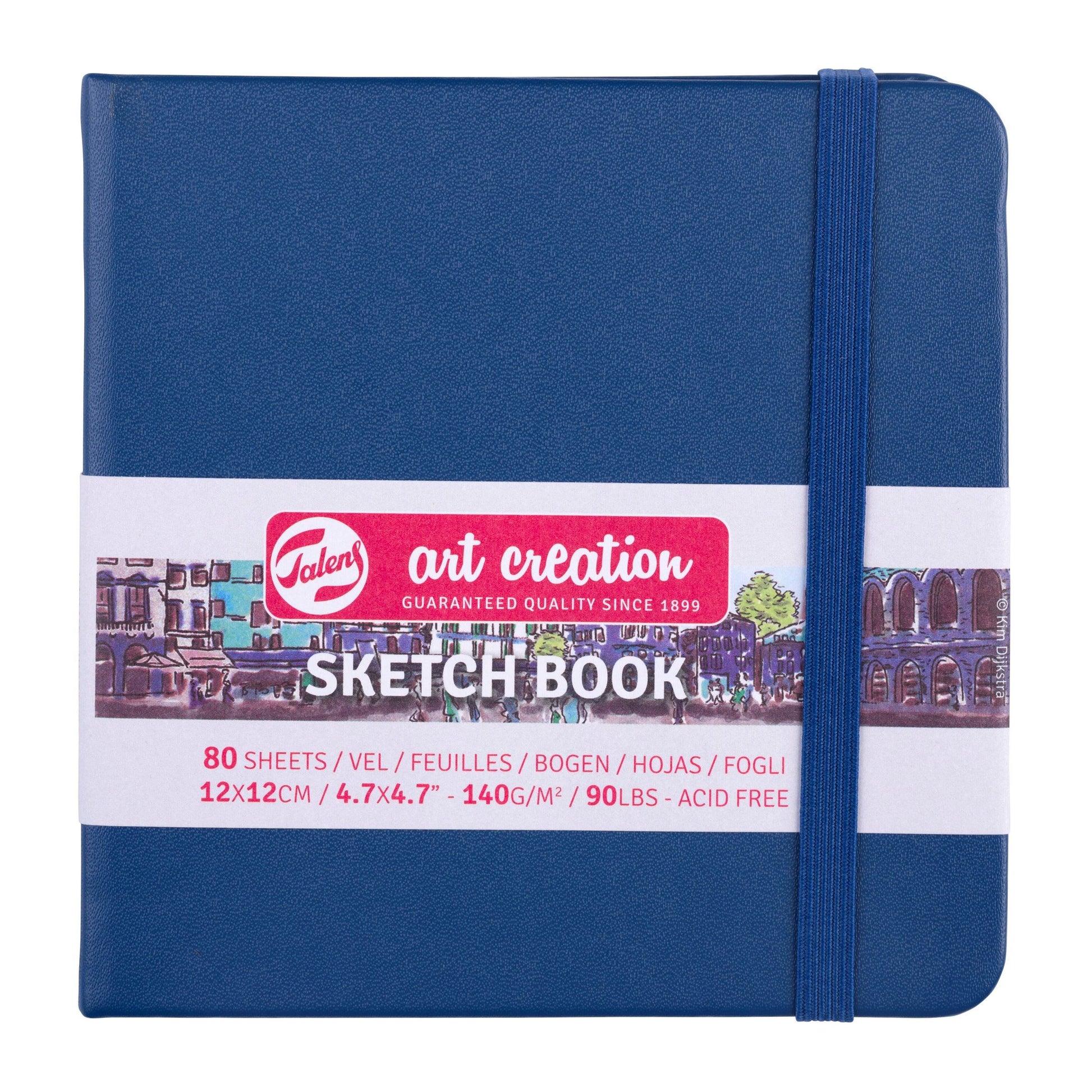 Talens Skizzenbuch, 12 × 12 cm, 140 g/m², 160 Seiten, marineblau, mit Gummiband, säurefrei