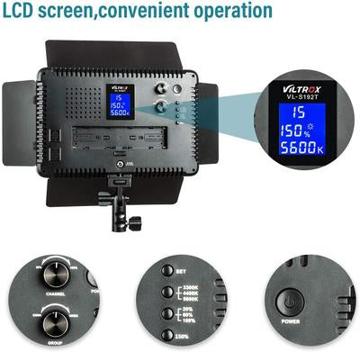 Viltrox VL-S192T LED-Licht – 3300–5600 K, 19 Kanäle, Display – Schwarz