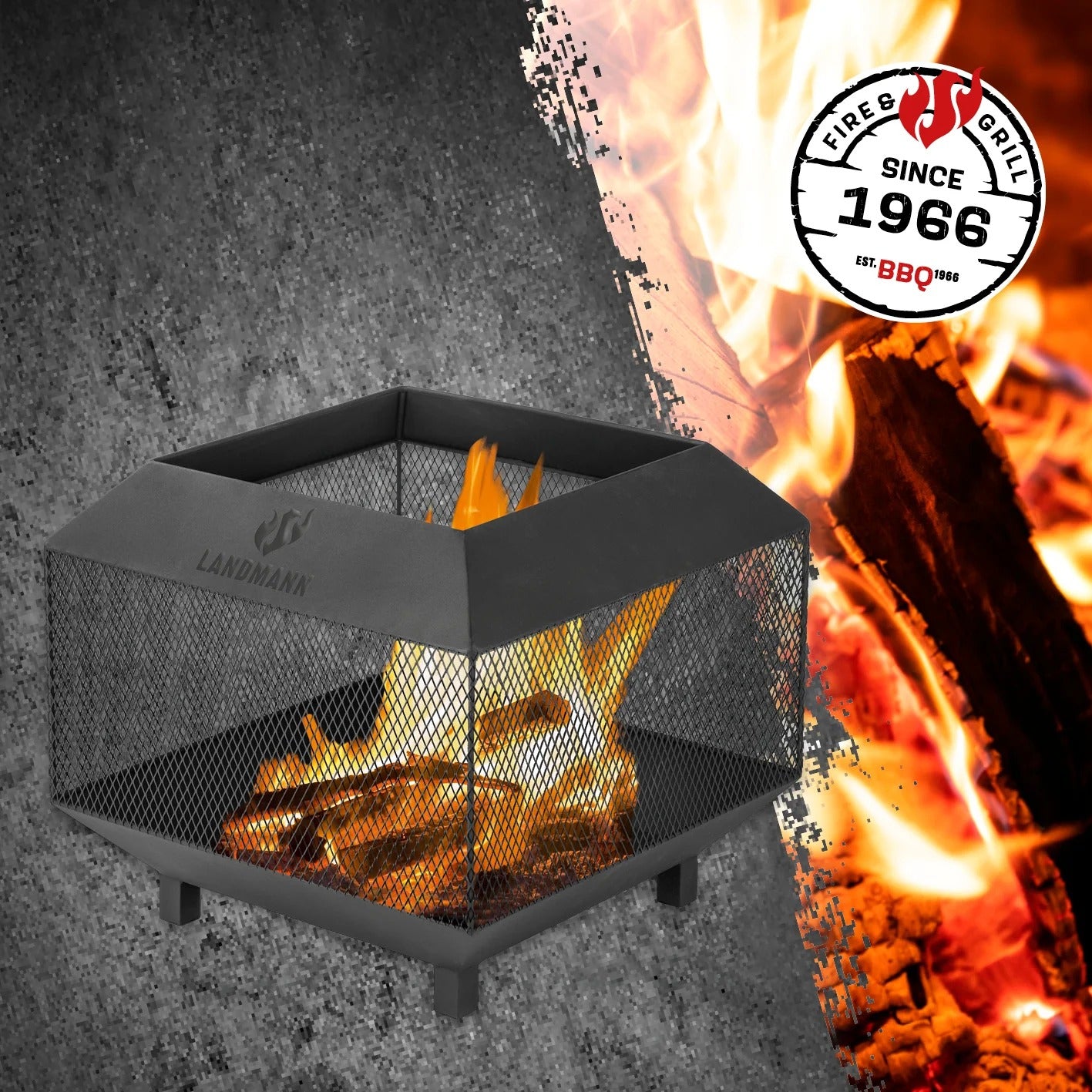 LANDMANN Feuerkorb – Ø 44 × 40 cm – Stahl, schwarz