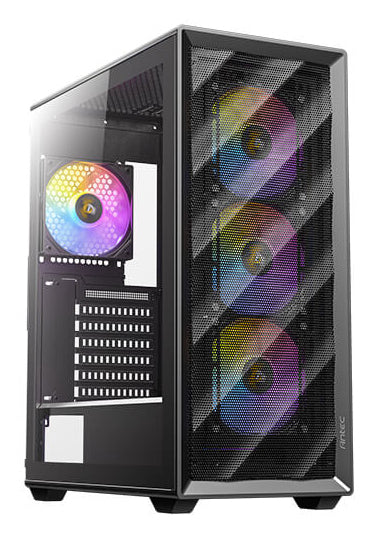 Antec AX85 – PC-Gehäuse – Midi Tower, für ATX, micro-ATX, Mini-ITX, 4×120 mm Lüfter, 360 mm Radiator, Schwarz