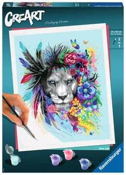 Ravensburger MnZ – Malen-nach-Zahlen-Set – Boho Löwe – 1-teilig – ab 12 Jahren