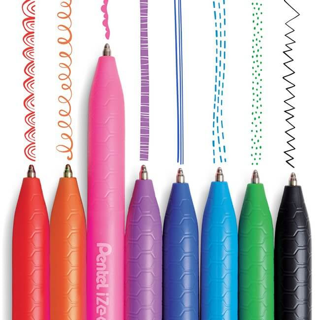 Pentel iZee BX470-V Kugelschreiber – Schwarz, 1 mm Spitze, Deckel, Violett, nachfüllbar