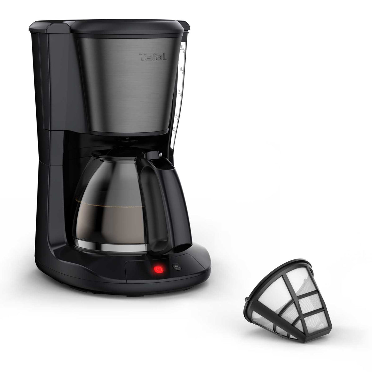 Tefal Subito Filterkaffeemaschine – 10 Tassen, 1,25 l, Permanentfilter, Schwarz