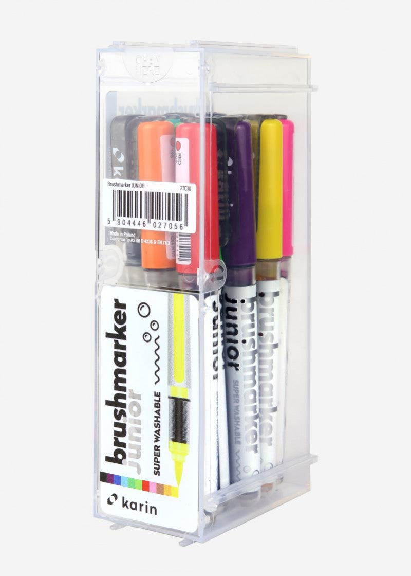 Karin Junior 27C10 Brush Pen – Pinselspitze, auswaschbar, 11 Farben