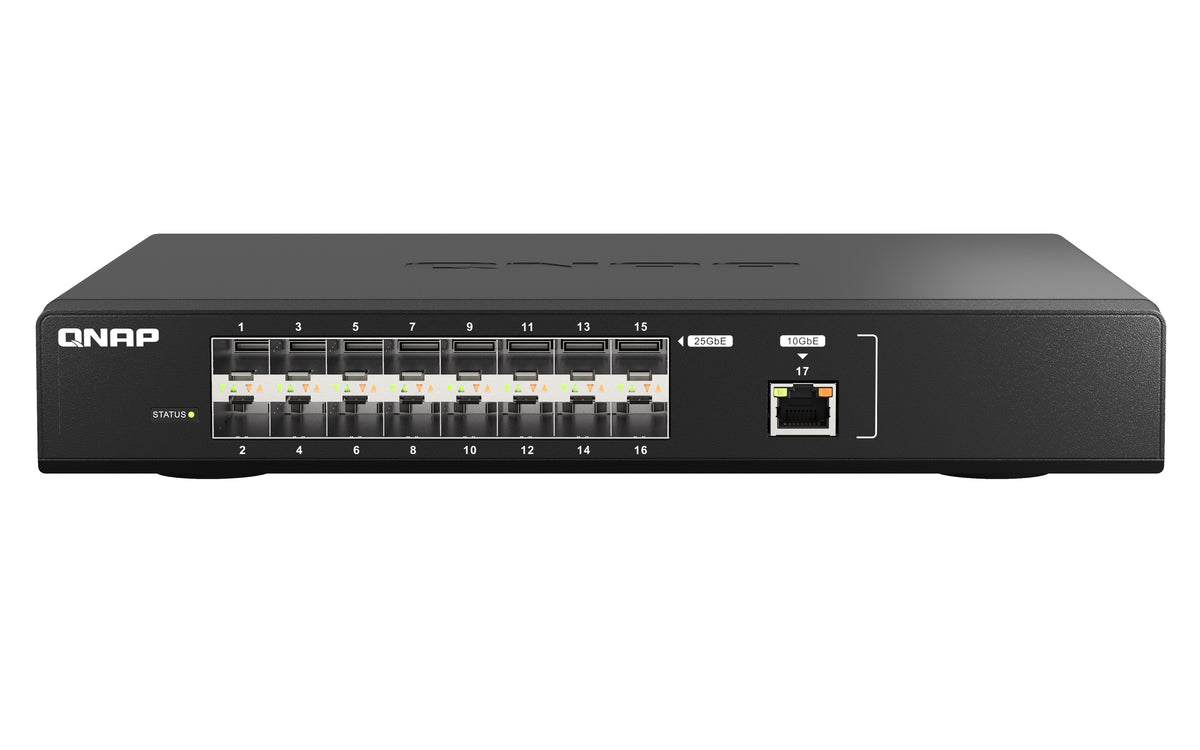 QNAP QSW-M5216-1T – Managed Switch – 1×10G RJ45, 16×25G SFP28, L2, 19" Rack