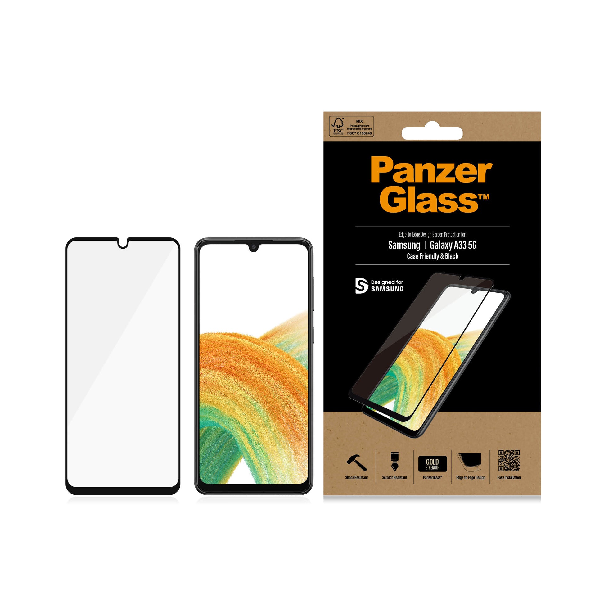 PanzerGlass Displayschutzglas – für Samsung Galaxy A33 5G – Hartglas, Transparent