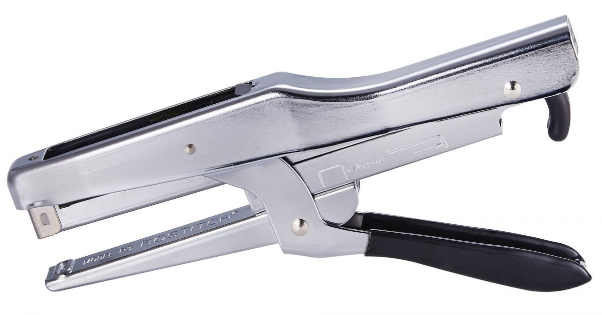 Bostitch P3 – Heftzange, 20 Blätter, Hinterlademechanik, Einlegetiefe 65 mm, verchromt