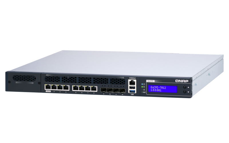 QNAP QuCPE-7012-D2166NT-64G – Netzwerk-Appliance – Intel Xeon D-2166NT, 12-Kern, 64 GB RAM, 8× 2,5G RJ-45, 4×