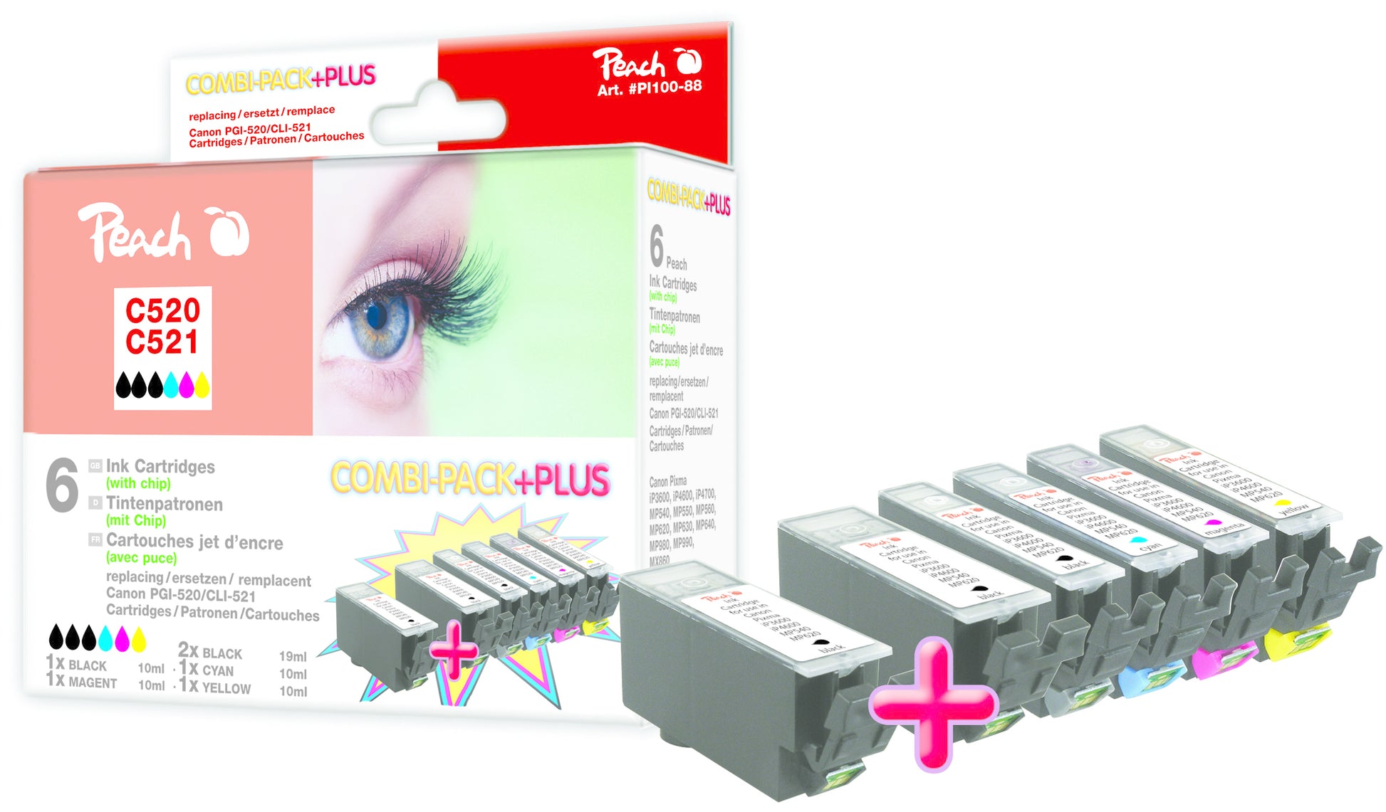 Peach C520/C521 Tintenpatronen-Multipack, 7er-Set (Kompatibel)